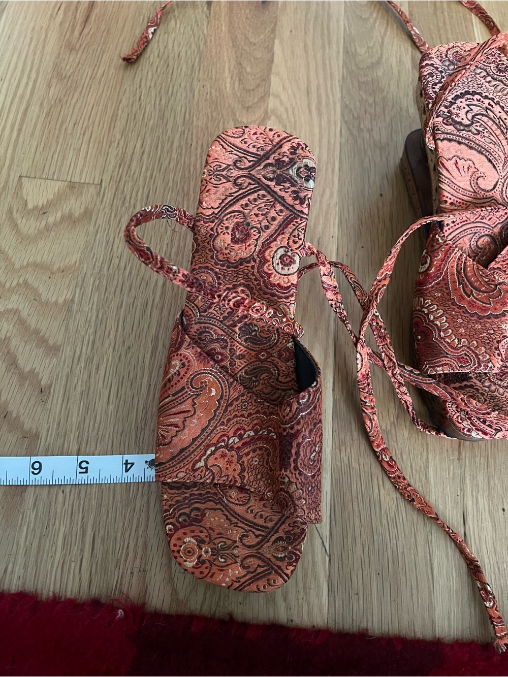 Women's Orange Paisley Wooden Platform Sandals - Picture 7 of 7